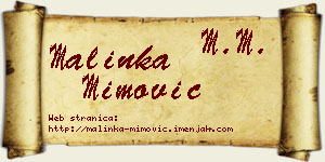 Malinka Mimović vizit kartica